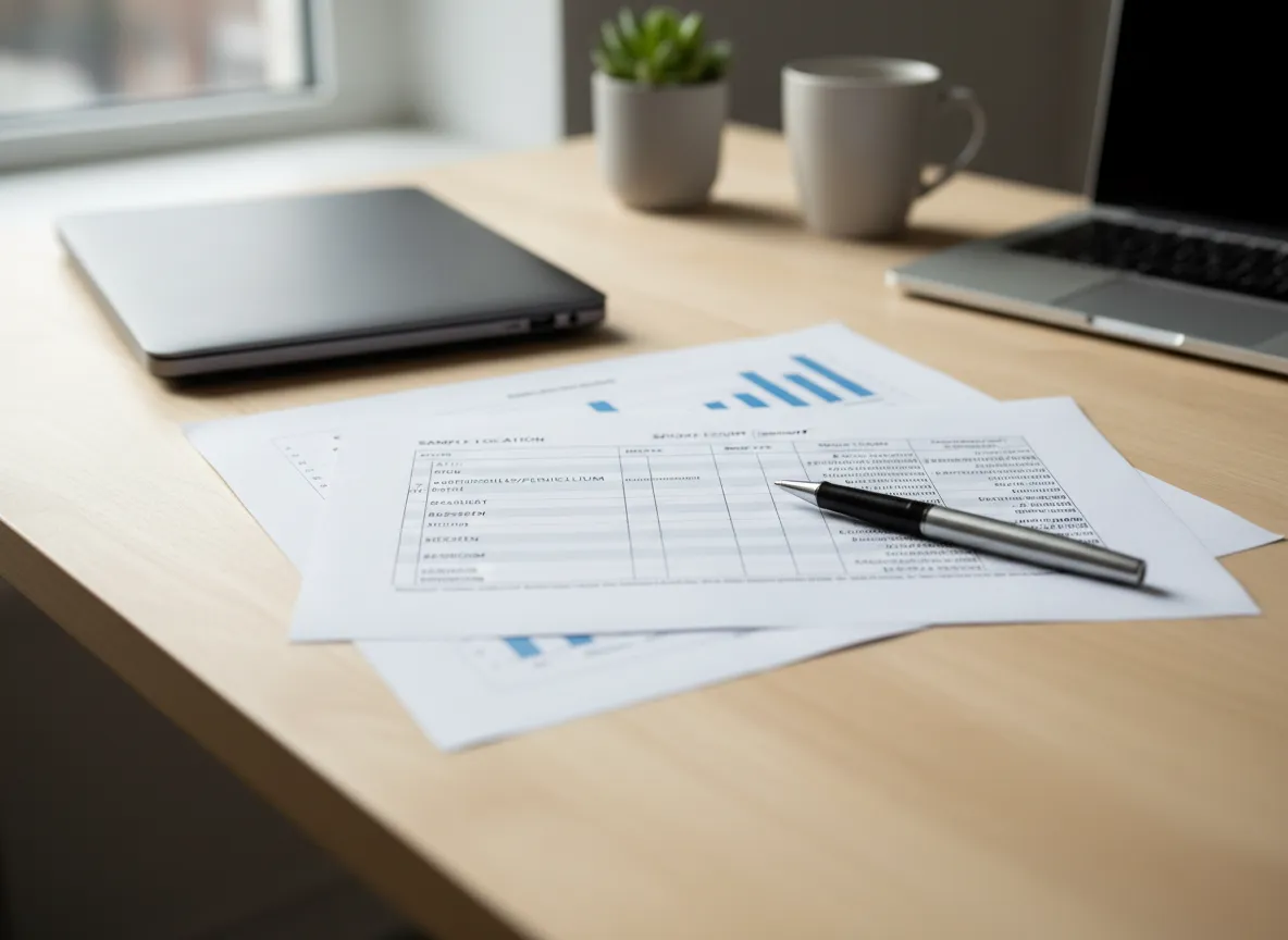 Professional mold test report with lab results, data tables, and charts on a desk